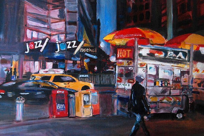 Columbus Circle at Night — oil painting by Wayne Pearce