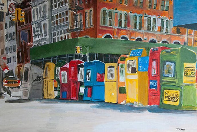 Newsstands — oil painting by Wayne Pearce